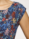 Платье без рукавов из принтованной вискозы oodji для Женщины (синий), 11910073M/26346/7945F