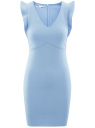 Платье трикотажное с V-образным вырезом oodji для женщины (синий), 14015004/45394/7000N