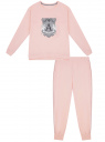Пижама хлопковая с брюками oodji для Женщина (розовый), 56002224/46154/4023P