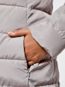 Пальто стеганое на кнопках с объемным воротником oodji для женщины (серый), 10204049B/24771/2300N