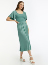 Платье приталенное с коротким рукавом oodji для Женщины (зеленый), 14000184/49253/6C00N