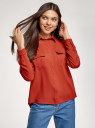 Блузка базовая из вискозы с нагрудными карманами oodji для женщины (красный), 11411127B/26346/4501N