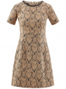 Платье приталенное кружевное oodji для женщины (бежевый), 11900213/45991/2935L