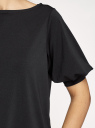 Блузка из крепового трикотажа с короткими рукавами oodji для женщины (черный), 14701113/46064/2900N