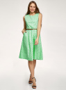 Платье с поясом без рукавов принтованное oodji для Женщины (зеленый), 12C13008-4/20015/6529D