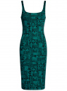 Платье трикотажное на тонких бретелях oodji для женщины (зеленый), 14015007-3M/37809/296DG