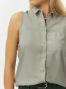 Топ вискозный с рубашечным воротником oodji для Женщины (зеленый), 14911009B/26346/6000N