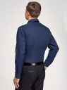 Рубашка приталенного силуэта с двойным воротничком oodji для мужчины (синий), 3L110282M/19370N/7979G
