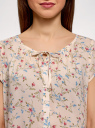 Блузка свободного силуэта с бантом oodji для Женщины (розовый), 11411154-1B/24681/5475F