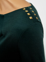 Платье с металлическим декором на плечах oodji для женщины (зеленый), 14001105-3/18610/6E00N