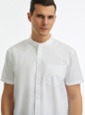Рубашка с воротником-стойкой и коротким рукавом oodji для Мужчины (белый), 3L230001M/14885/1000N