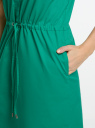 Платье хлопковое на кулиске oodji для Женщины (зеленый), 11901147-6B/14885/6D00N