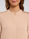Блузка свободного силуэта с кружевной отделкой oodji для Женщины (бежевый), 21411087/36215/3300N