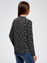 Блузка из струящейся ткани с контрастной отделкой oodji для Женщины (черный), 11411059B/43414/2912F