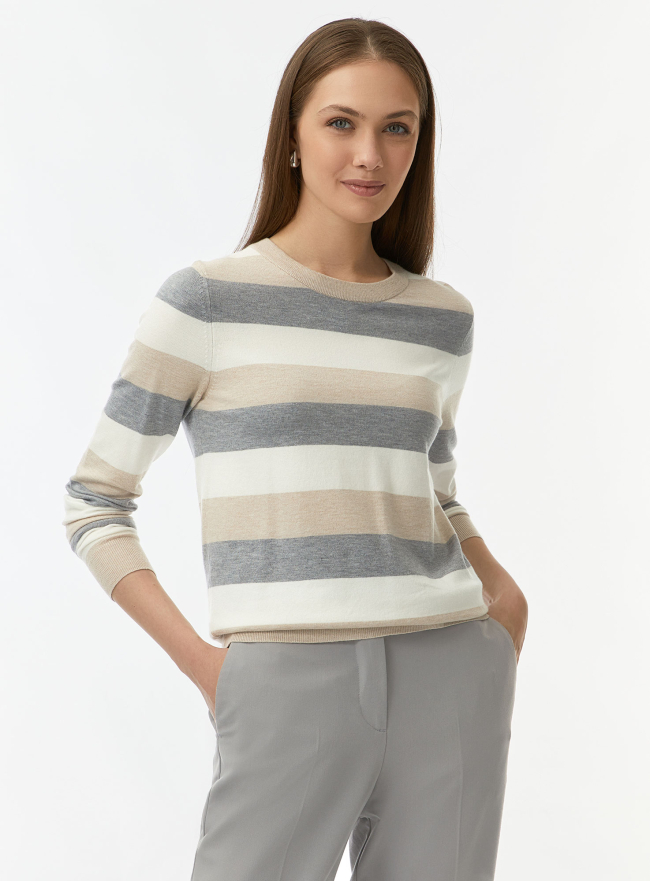 Джемпер вязаный в полоску (Бежевый) - купить недорого в интернет ...