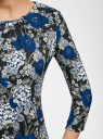 Блузка принтованная с рукавом 3/4 oodji для Женщины (синий), 24201012/26256/2975F