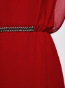Платье шифоновое с декором на поясе oodji для женщины (красный), 21900307/38584/4500N