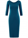 Платье облегающее с вырезом-лодочкой oodji для женщины (синий), 14017001/42376/6C01N
