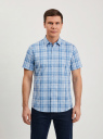 Рубашка с коротким рукавом из смесовой бамбуковой ткани oodji для Мужчины (синий), 3B240002M-5/52708/7075C