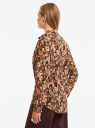 Блузка прямого силуэта с нагрудным карманом oodji для женщины (коричневый), 11411134-1B/46123/3754F