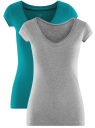 Комплект из двух базовых футболок oodji для Женщины (разноцветный), 14711002T2/46157/19L0N