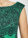 Платье трикотажное с принтом "кружево" oodji для женщины (зеленый), 14001170/37809/6D29L