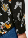 Блузка принтованная со шнуровкой oodji для Женщина (черный), 11411125/45862/2919U