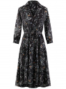 Платье миди с ремнем oodji для Женщины (черный), 11913061-1/36215/2919F