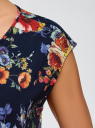 Блузка с вырезом-капелькой и декором oodji для Женщина (синий), 22D11001/45559/7945F