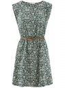Платье принтованное из вискозы oodji для женщины (зеленый), 11910073-2/45470/6E12F
