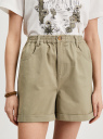 Шорты хлопковые с высокой талией oodji для Женщины (зеленый), 21804007/50957/6600N