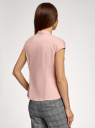 Рубашка с воротником-стойкой и коротким рукавом реглан oodji для женщины (розовый), 13K03006B/26357/4000N
