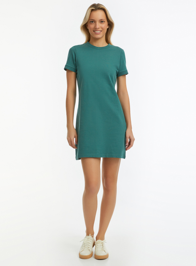 Платье трикотажное свободного силуэта oodji для Женщины (зеленый) Платье трикотажное свободного силуэта oodji для Женщины (зеленый), 14000162B/47481/6900N