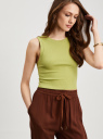 Кроп-топ в рубчик из хлопка oodji для Женщины (желтый), 15F15005/48037/6700N