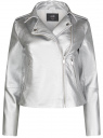 Куртка-косуха из искусственной кожи oodji для женщины (серебряный), 18A04018/49353/9100N