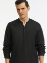 Рубашка из смесового льна с длинным рукавом oodji для Мужчина (черный), 3B320002M-5/50875N/2900N