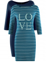 Комплект из двух платьев облегающего силуэта oodji для женщины (синий), 14001071T2/46148/7974N