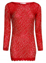 Платье кружевное с вырезом-лодочкой oodji для женщины (красный), 59801010/46001/4500N