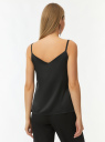 Топ атласный на бретелях с декором oodji для Женщины (черный) Топ атласный на бретелях с декором oodji для Женщины (черный), 14901429/50157/2900N