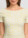 Платье трикотажное с графическим принтом oodji для женщины (желтый), 14018001/45396/5010G