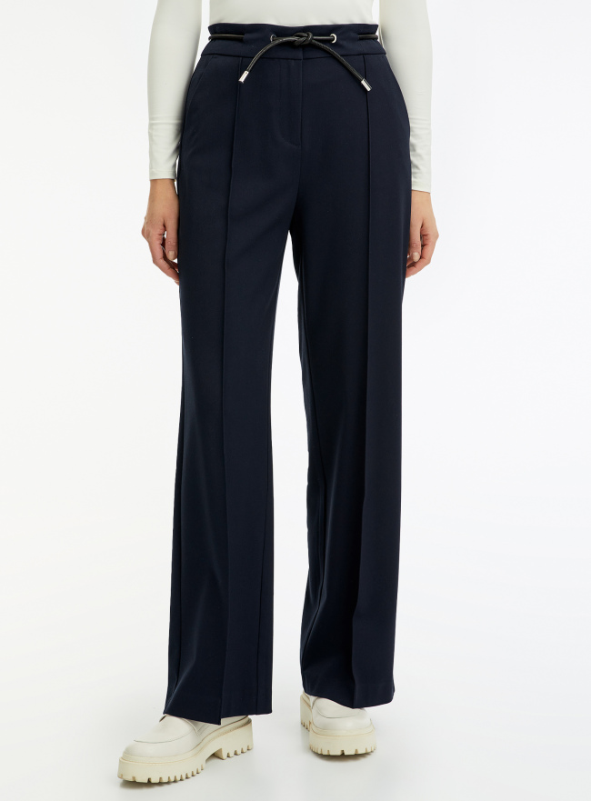 Брюки широкие с поясом из искуственной кожи oodji для Женщины (синий) Брюки широкие с поясом из искуственной кожи oodji для Женщины (синий), 11706141/51637/7900N