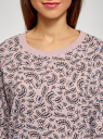 Свитшот принтованный с круглым вырезом oodji для женщины (розовый), 14807021-1/46919/4019O