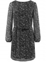 Платье из струящейся ткани с ремнем oodji для Женщины (черный), 11900150-16B/42816/2912F