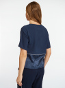 Блузка комбинированная на кулиске oodji для Женщина (синий), 11411226/50854/7900N