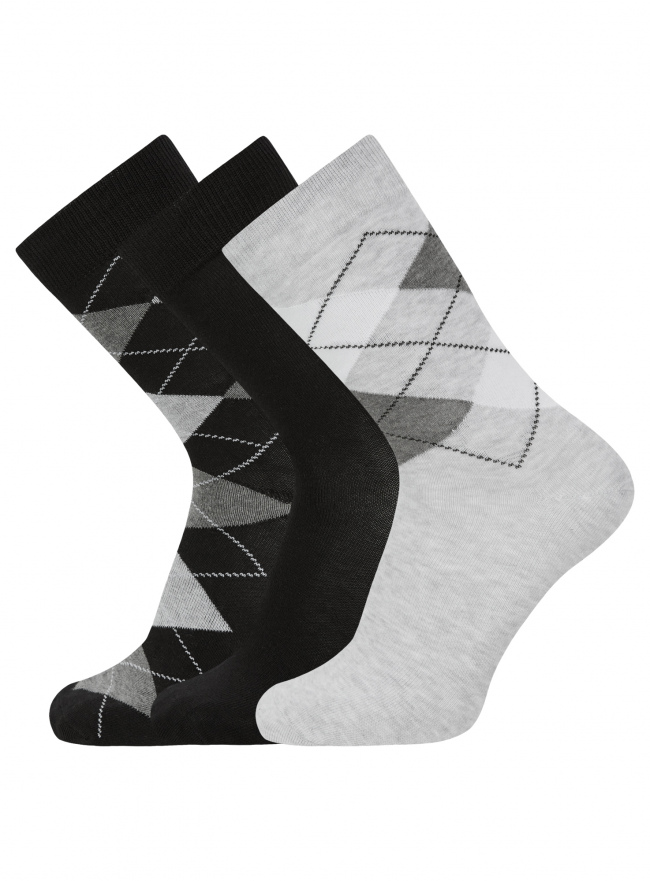 Комплект высоких носков (3 пары) oodji для Мужчины (разноцветный) Комплект высоких носков (3 пары) oodji для Мужчины (разноцветный), 7B233001T3/47469/105