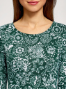 Платье трикотажное с вырезом-капелькой на спине oodji для женщины (зеленый), 24001070-5/15640/6910F