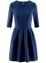 Платье из искусственной замши с расклешенным низом oodji для женщины (синий), 18L00007/47301/7900N