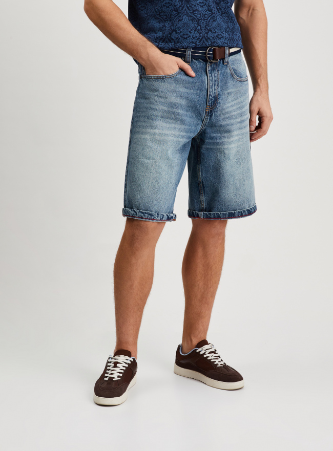 Шорты джинсовые широкие oodji для Мужчины (синий), 6L220027M/53049/7500W