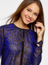 Блузка из струящейся ткани с контрастной отделкой oodji для Женщина (синий), 11411059-2/38375/7829A
