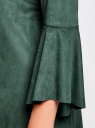Платье из искусственной замши с воланами oodji для Женщины (зеленый), 18L11002/46453/6E00N